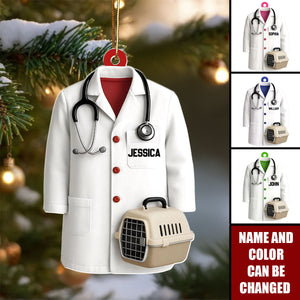 Personalized Vet Coat Christmas Ornament With Name & Color | Thoughtful Xmas Gift For Veterinarian