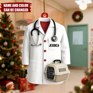 Personalized Vet Coat Christmas Ornament With Name & Color | Thoughtful Xmas Gift For Veterinarian