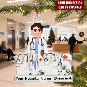 Personalized 3D Doctor Christmas Ornament | Custom Name And Place - Best Gift for Medical Staff / Healthcare Hero