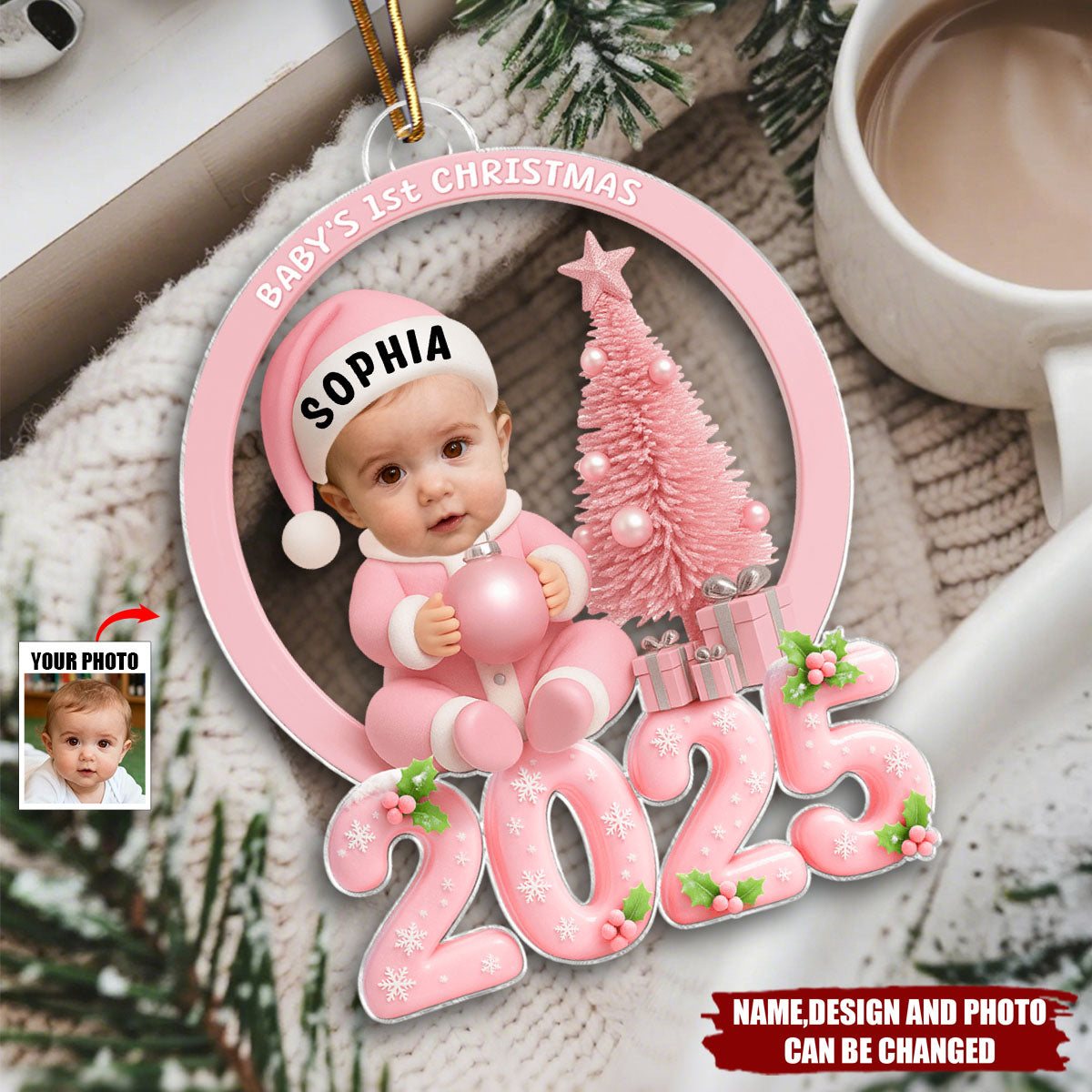Personalized Baby's First Christmas 2025 Ornament With Name & Photo | Best Xmas Gift For New Parents