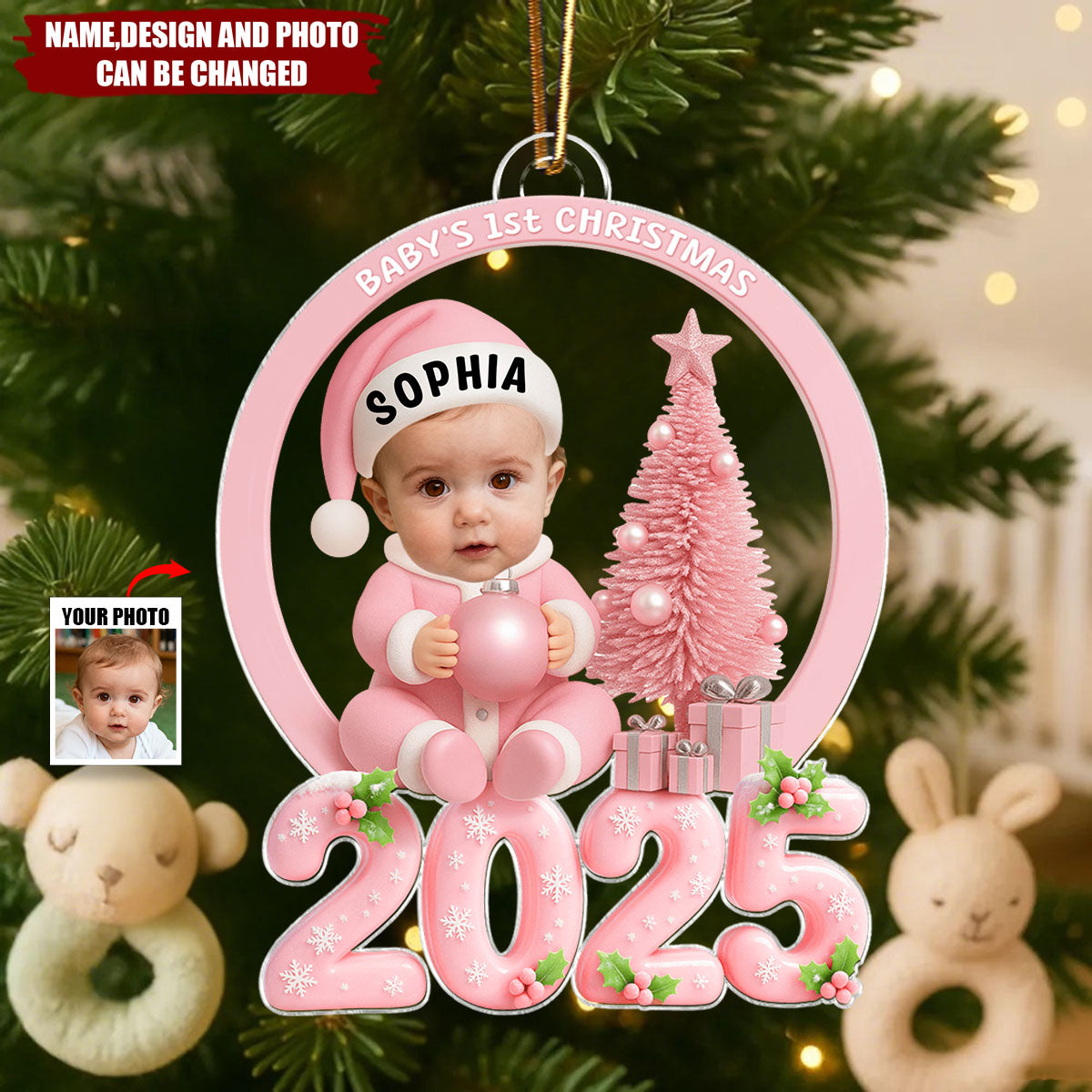 Personalized Baby's First Christmas 2025 Ornament With Name & Photo | Best Xmas Gift For New Parents