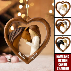 Personalized Wooden Horse Christmas Ornament With Name | Best Xmas Gift For Daughter & Horse Lover