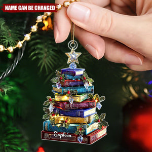 Personalized Book Tree Christmas Ornament With Name | Unique Gift For Bookworm