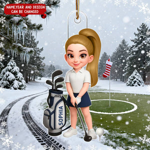 Personalized Golf Player Acrylic Ornament With Name & Icon - Christmas Tree Decor Birthday Gift For Golfer