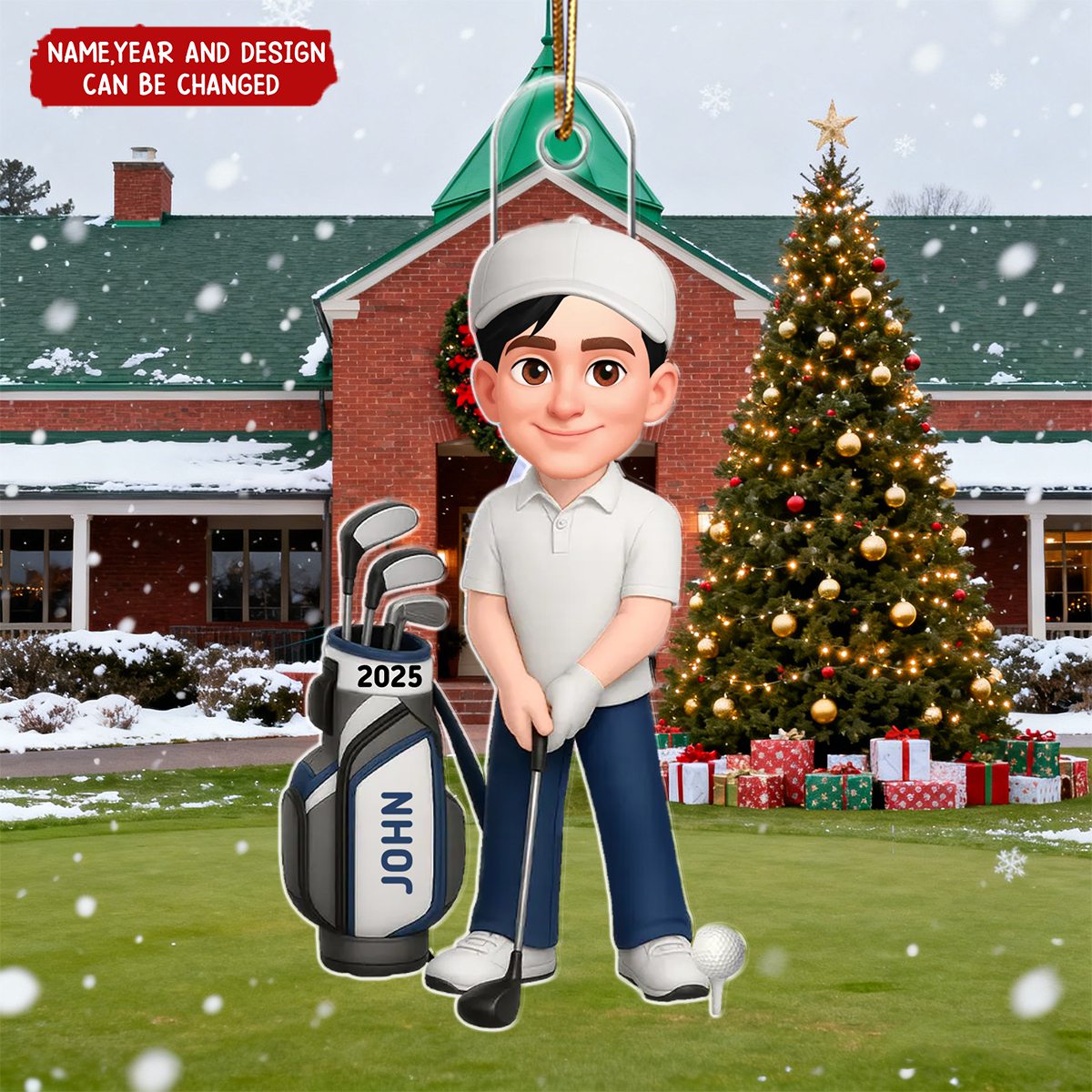 Personalized Golf Player Acrylic Ornament With Name & Icon - Christmas Tree Decor Birthday Gift For Golfer