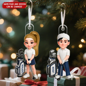 Personalized Golf Player Acrylic Ornament With Name & Icon - Christmas Tree Decor Birthday Gift For Golfer