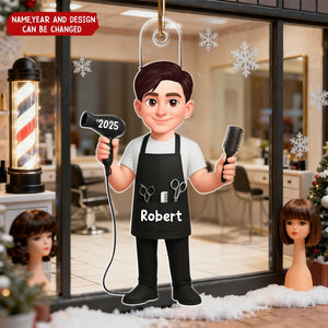 Personalized Hairdresser Christmas Acrylic Ornament With Name & Year | Best Xmas Gift For Barbers
