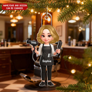 Personalized Hairdresser Christmas Acrylic Ornament With Name & Year | Best Xmas Gift For Barbers