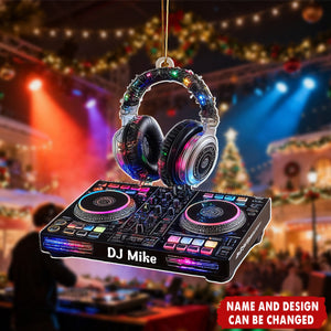 Personalized DJ Controller Christmas Acrylic Ornament With Design & Name | 3D Effect | Unique Gift For Music Producer Mixer