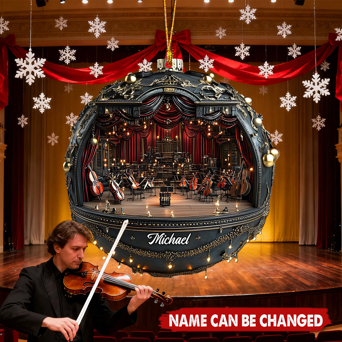 Personalized Elegant Orchestra Stage Christmas Ornament  With Name | 3D Effect | Perfect Gift For Music Enthusiast
