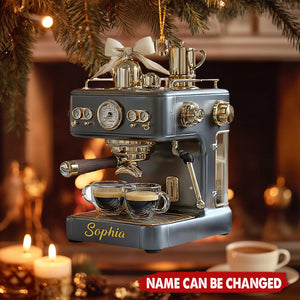 Personalized Luxury Espresso Machine 3D Effect Ornament With Name - Christmas Decor Birthday Gift For Baristas And Coffee Lovers