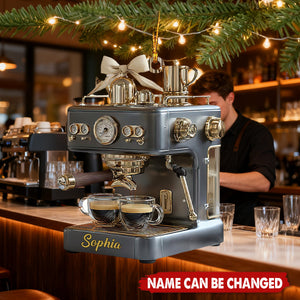 Personalized Luxury Espresso Machine 3D Effect Ornament With Name - Christmas Decor Birthday Gift For Baristas And Coffee Lovers