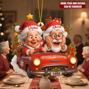 Personalized "When We're Old" Wooden Christmas Ornament With Names & Design & Year |  Funny Romantic Anniversary Gift For Grandparents Couple