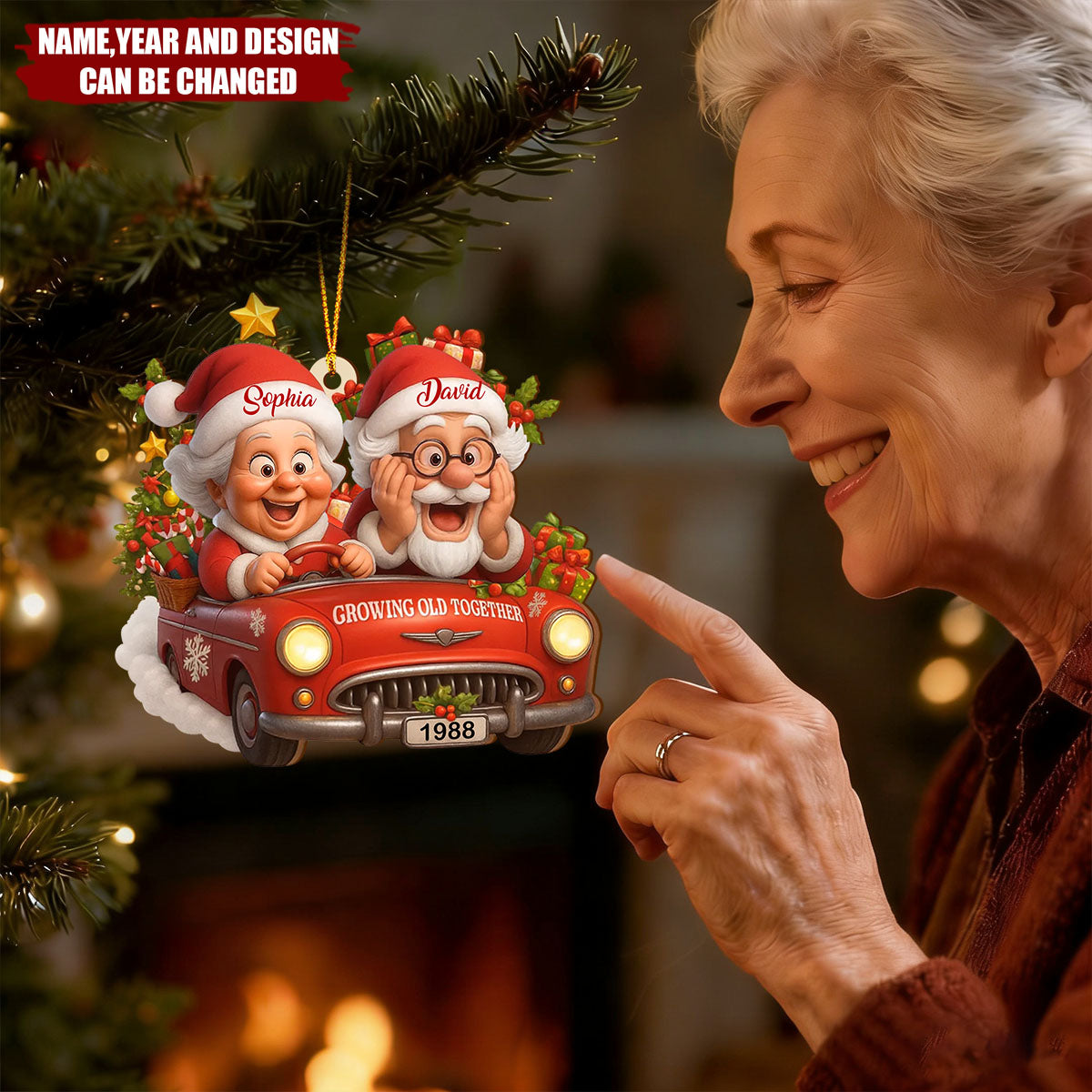 Personalized "When We're Old" Wooden Christmas Ornament With Names & Design & Year |  Funny Romantic Anniversary Gift For Grandparents Couple