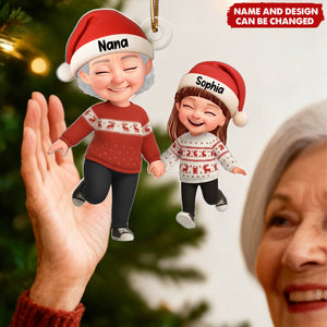 Personalized Grandma Grandkids Christmas Acrylic Ornament With Names & 1-8 Kids Names & Design | Heartfelt Christmas Gift For Grandma Family