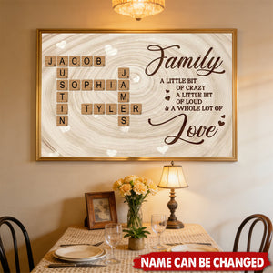 Personalized Family Crossword Canvas Poster Wall Art With Names - Scrabble Tile Wall Decor | Housewarming Gift For Family