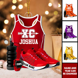Personalized 3D Effect Cross Country Runner Christmas Acrylic Ornament With Name & Color & Year | Best Christmas Gift For Runner Coach Team