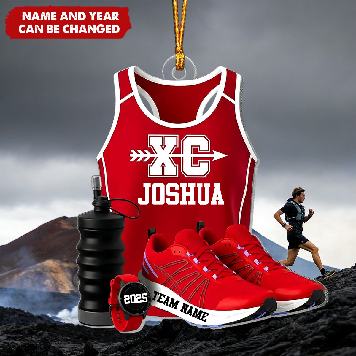 Personalized 3D Effect Cross Country Runner Christmas Acrylic Ornament With Name & Color & Year | Best Christmas Gift For Runner Coach Team