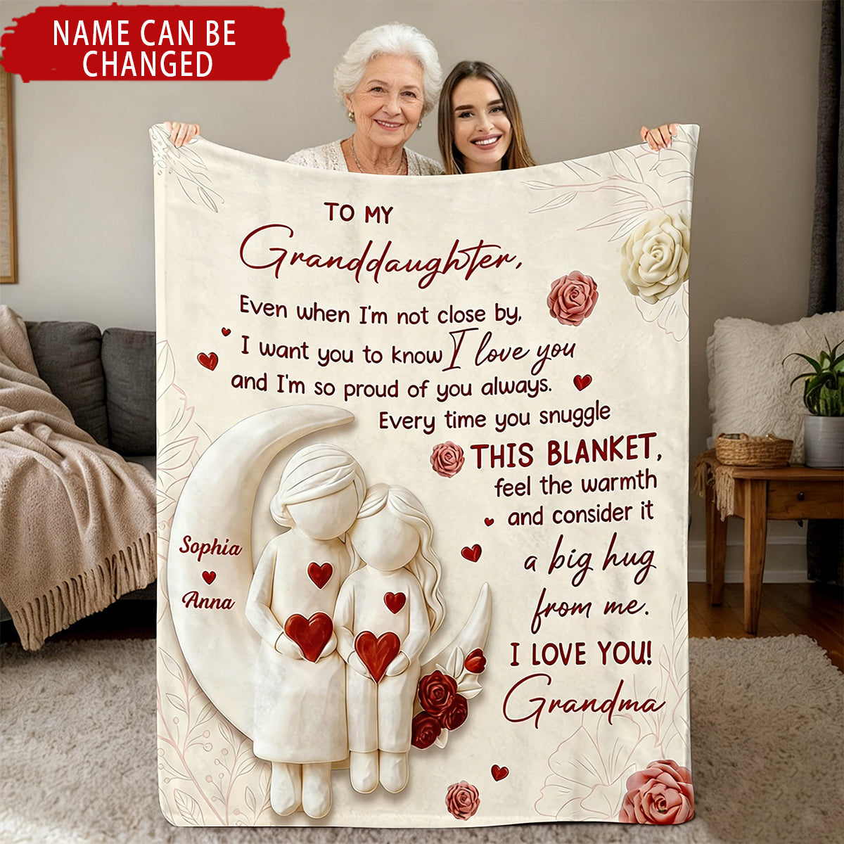 Personalized To My Granddaughter Fleece Blanket With Names & Message - Birthday Christmas Gift For Granddaughter And Daughter