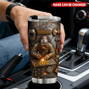 Personalized Welder Tumbler With Name | Durable Jobsite Gift For Welders Showcasing Craftsmanship and Tools
