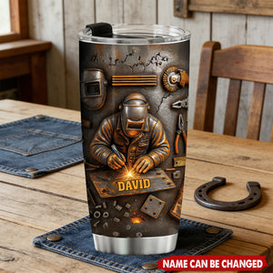 Personalized Welder Tumbler With Name | Durable Jobsite Gift For Welders Showcasing Craftsmanship and Tools