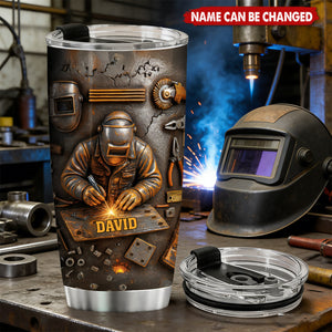 Personalized Welder Tumbler With Name | Durable Jobsite Gift For Welders Showcasing Craftsmanship and Tools