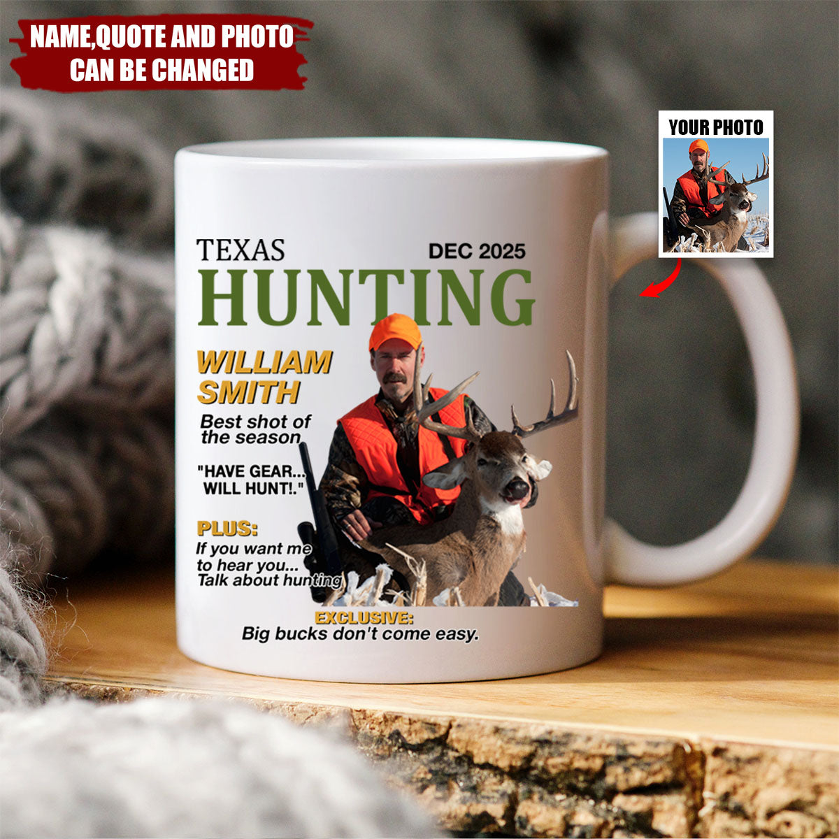 Personalized "Wild at Heart" Ceramic Coffee Mug With Name & Photo & Quote & Date & State | Durable Birthday Gift For Explorer Outdoorsman Dad