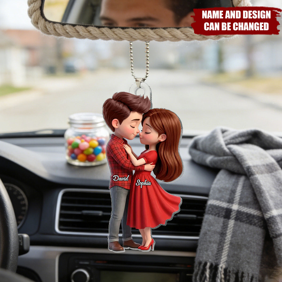 Personalized 3D-Effect Sweet Embrace Cartoon Couple Acrylic Ornament With Names & Icons - Wedding Keepsake Anniversary Gift For Lovers