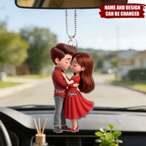 Personalized 3D-Effect Sweet Embrace Cartoon Couple Acrylic Ornament With Names & Icons - Wedding Keepsake Anniversary Gift For Lovers