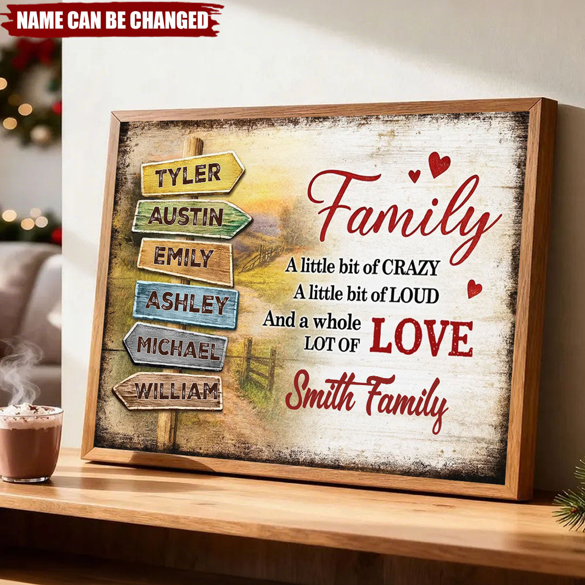 Personalized Family Road Sign Poster With 2-10 Names & Family Text | Sentimental & Timeless Gift For Parents Grandparents Family