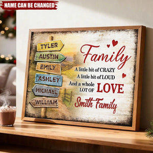 Personalized Family Road Sign Poster With 2-10 Names & Family Text | Sentimental & Timeless Gift For Parents Grandparents Family