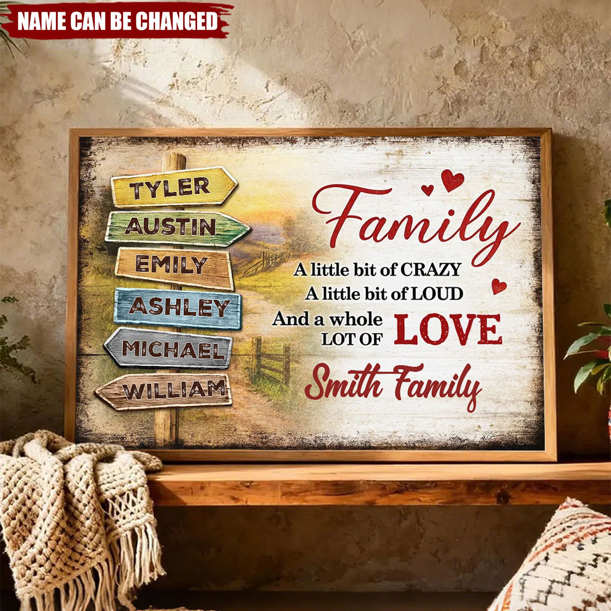 Personalized Family Road Sign Poster With 2-10 Names & Family Text | Sentimental & Timeless Gift For Parents Grandparents Family