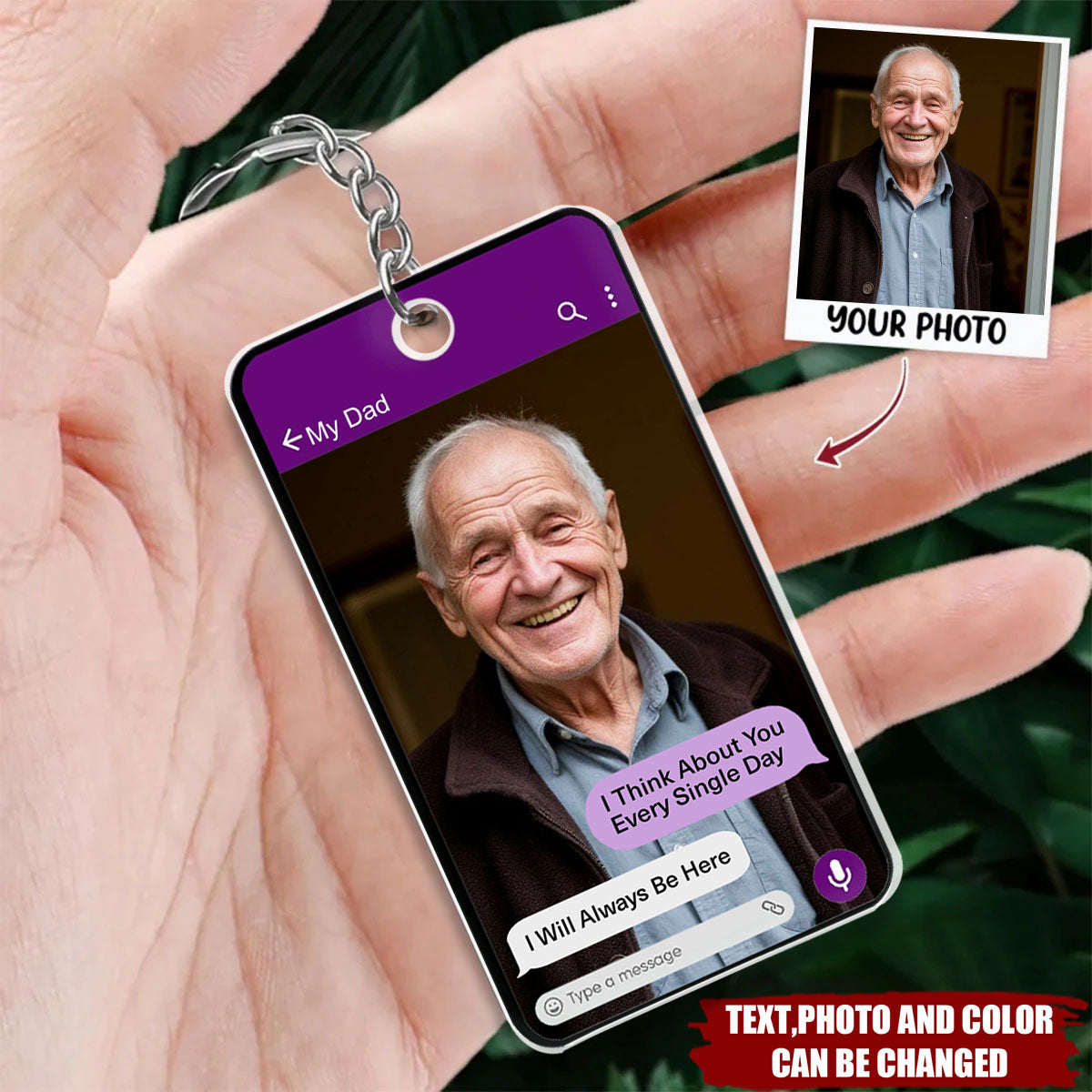 Personalized WhatsApp Chat Style Acrylic Keychain With Photo & Message & Name - Creative Anniversary Birthday Gift For Couples Family