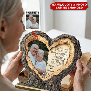 Personalized 2D Flat Wood Plaque With Names & Photo & Quote | Favorite Place Next To You | Anniversary Valentine’s Day Gift For Couples & Soulmates