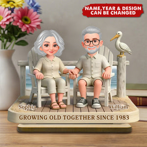 Personalized 3D Effect 2-Layered Wooden Couple Plaque With Names & Year & Design | Romantic Growing Old Together Valentine's Day Gift For Him Or Her