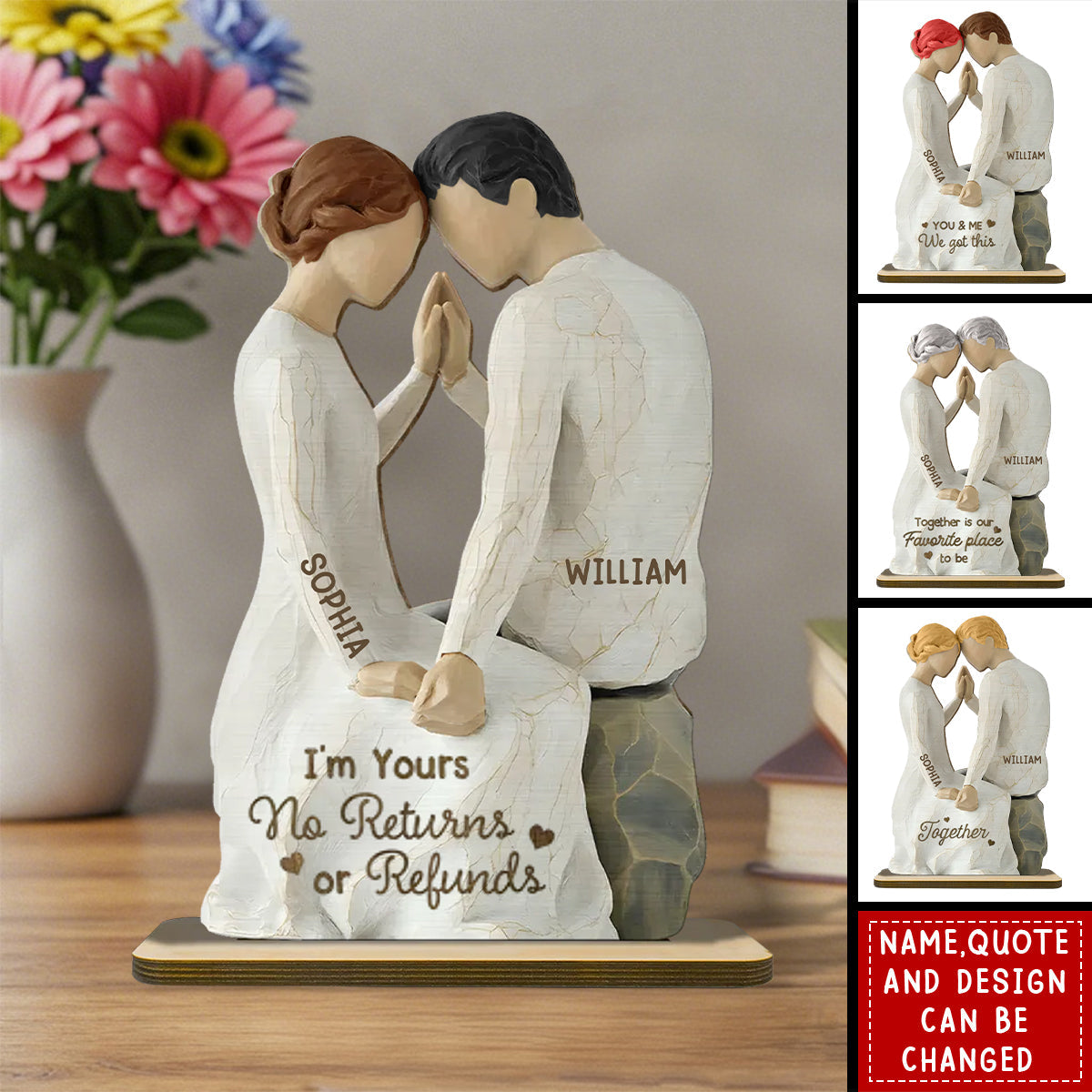 Personalized 2-Layered Wooden Couple Plaque With Custom Names & Quote & Design | 3D Effect | Romantic Anniversary Valentine's Day Gift For Couple