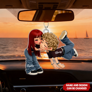 Personalized Romantic Cartoon Couple Acrylic Ornament With Names & Icons | 3D Effect | Creative Anniversary Valentine’s Day For Couple & Soulmates