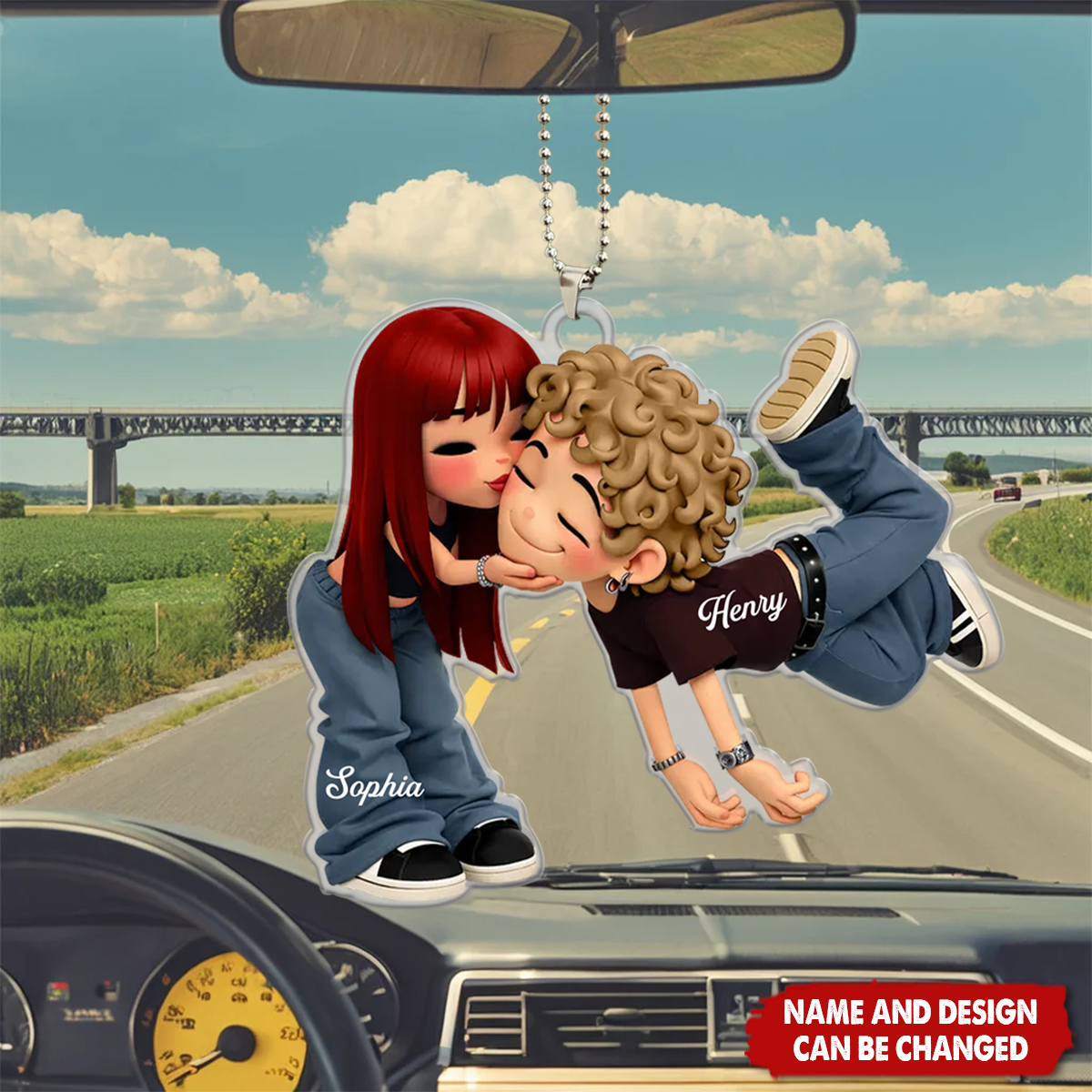 Personalized Romantic Cartoon Couple Acrylic Ornament With Names & Icons | 3D Effect | Creative Anniversary Valentine’s Day For Couple & Soulmates