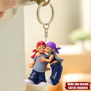 Personalized Y2K Couple Kissing Keychain With Names & Design | Creative Valentine’s Day Anniversary Gift Gift For Couple Soulmates