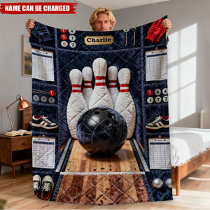 Personalized 3D Effect Bowling Blanket With Name | Unique Birthday Tournament Gift For Bowling Lovers Teammates Friends
