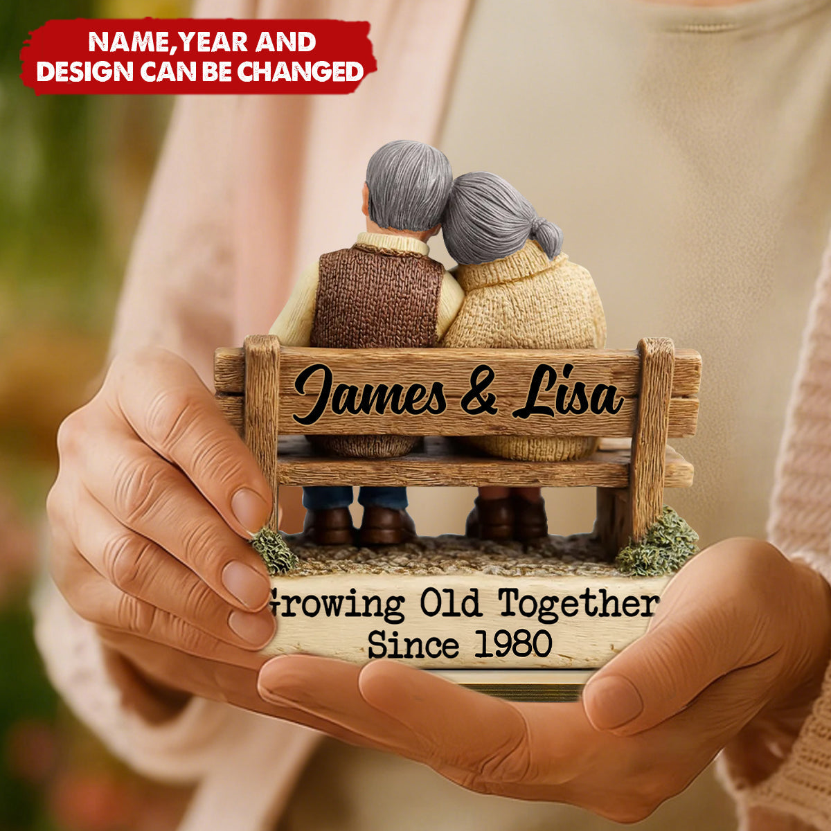 Personalized Rustic Timeless Love Story Wooden Plaque With Names & Year - Valentine's Day Gift Anniversary Keepsake For Grandparents