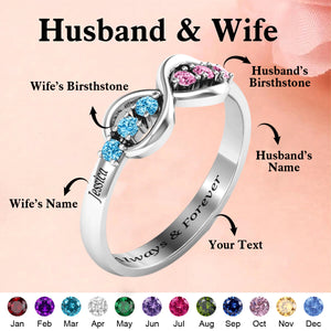 Personalized Infinity Birthstone Ring - Custom Jewelry for Women for Her For Mom Grandma