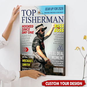 Personalized "Top Fisherman" Magazine Cover Poster With Photo & Name Angler Funny Fisherman Gift For Fishing Lover