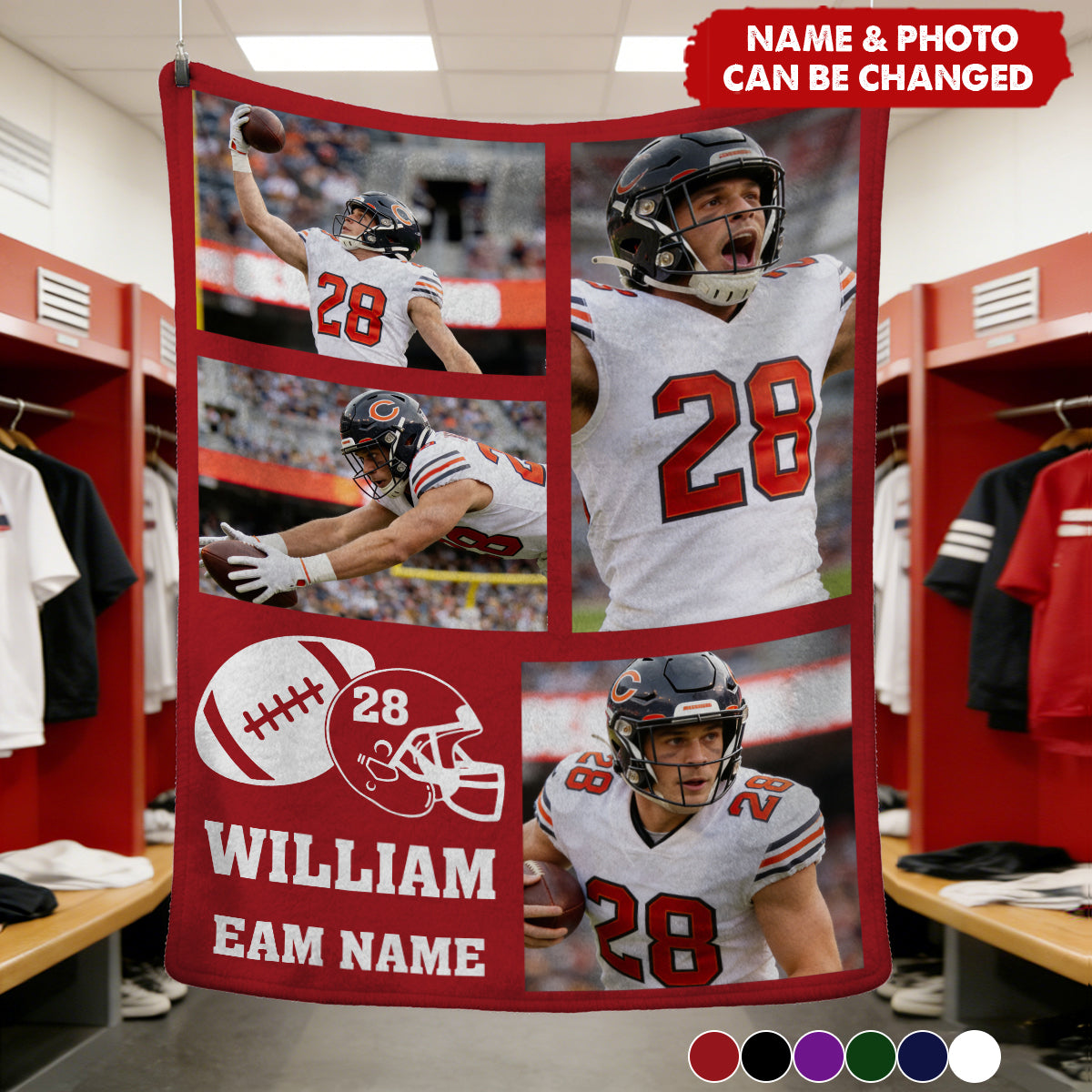 Personalized Multi-Photo Action Collage Fleece Blanket With Photos & Color - Graduation Gift Championship Keepsake For Sports Fan & Player