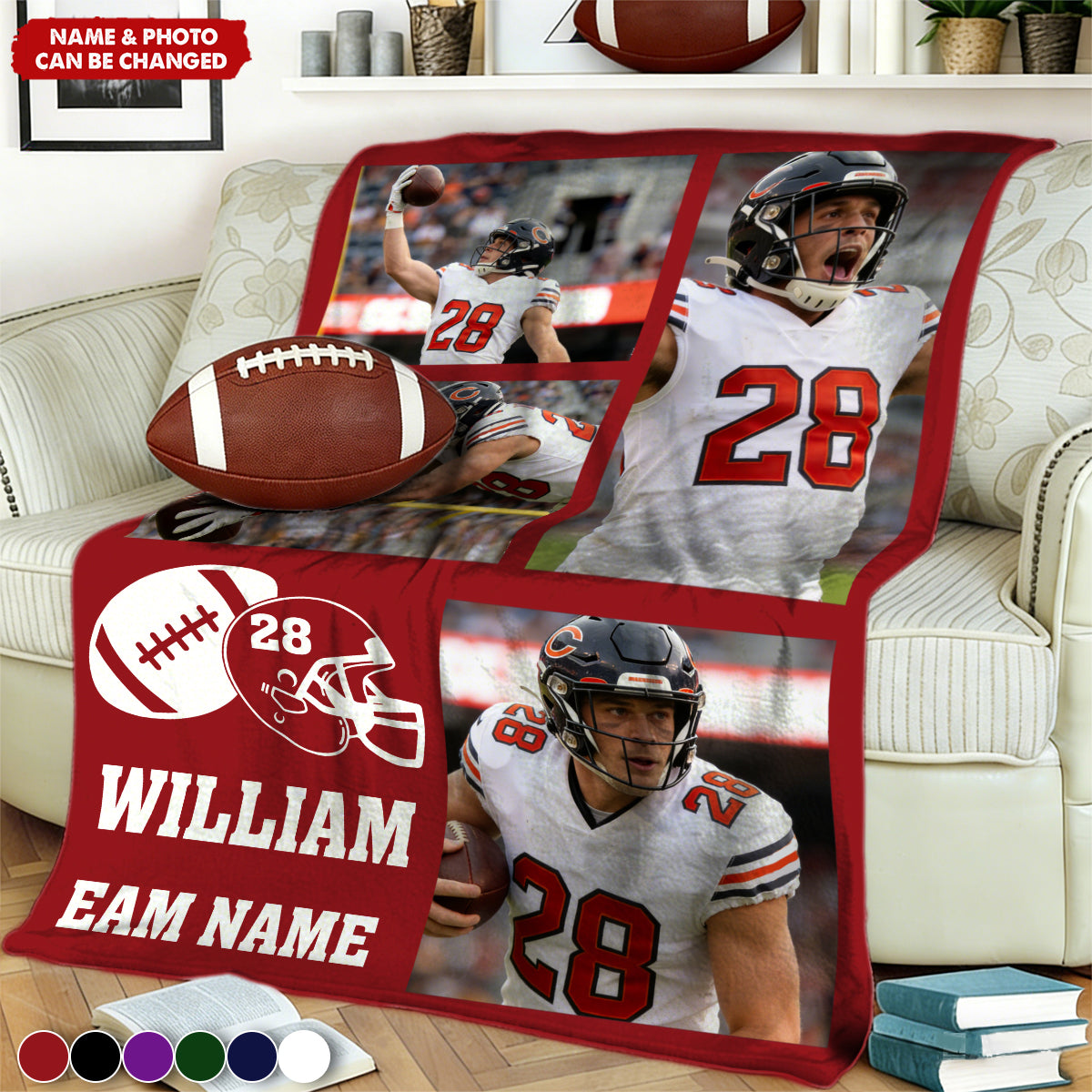 Personalized Multi-Photo Action Collage Fleece Blanket With Photos & Color - Graduation Gift Championship Keepsake For Sports Fan & Player