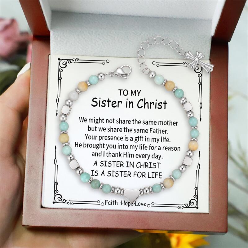 Religious Cross Bracelet - To My Sister - A Sister In Christ Is A Sister for Life Friendship Gift for Best Friends