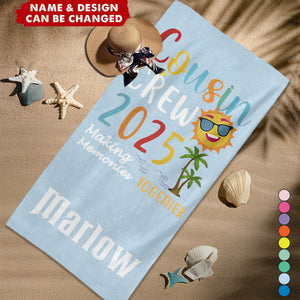 Personalized Multicolor Cousin Crew Quick Dry Oversized Beach Towel For Summer