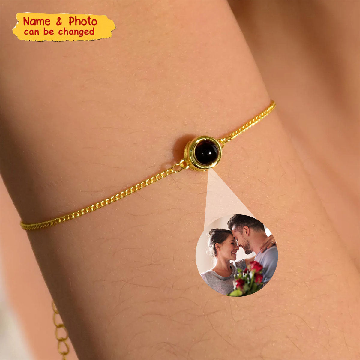 Customized Photo Projection Bracelet - Personalized Couple Memorial Jewelry Surprise Gift For Birthdays Anniversaries For Her