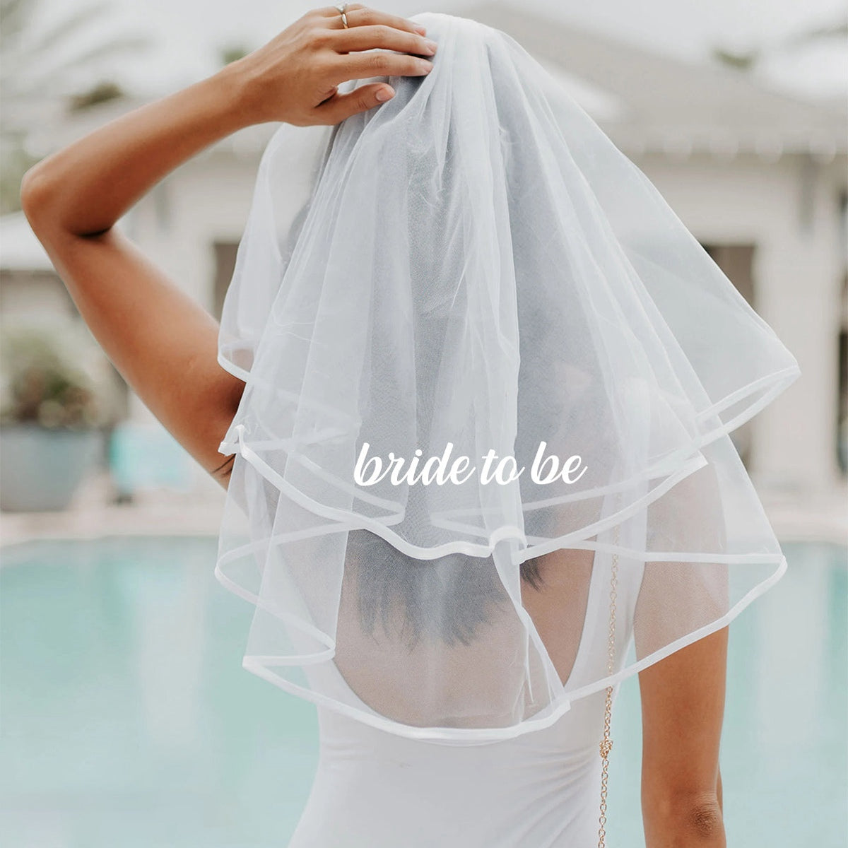 Personalised ''Bride to Be'' Embroidered Veil - Name & Initials Customized, Exclusive Unique Design Just for You