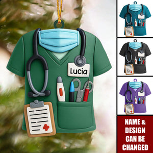 Personalized Nurse Scrubs Acrylic Ornament With Name Tag,"Best Nurse Ever" Celebrate Your Favorite Nurse